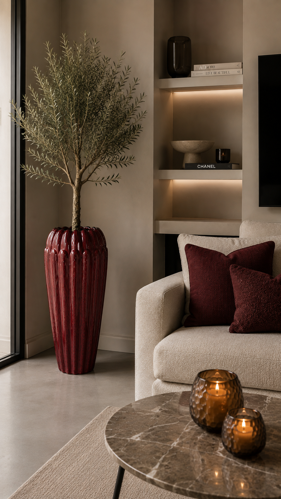 Statement Pot Elara – Bordeaux 77 cm