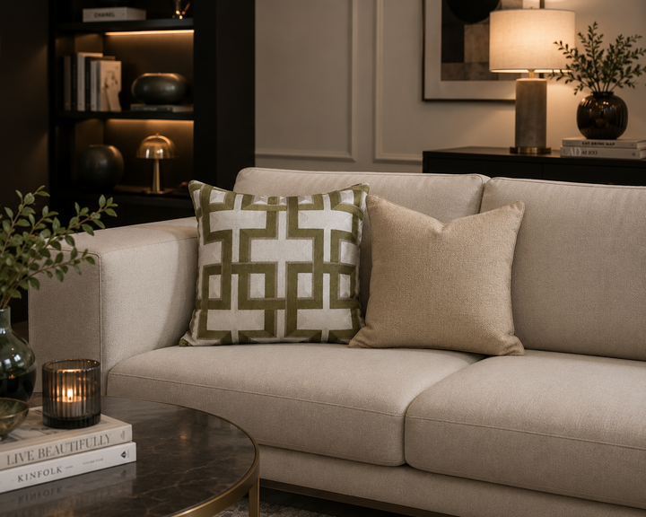 Kussen groen geometric